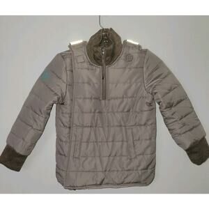 Buckle Me Baby Coats Boys 5 Dinosaurs Quilted Half Zip Puffer Jacket Size 5 Grey